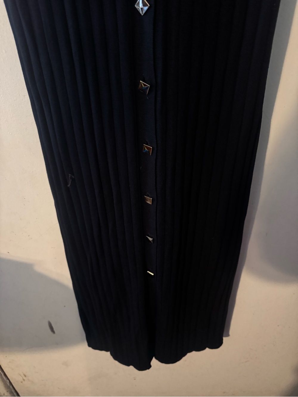 Black Ribbed Button-Front Collared Midi Dress - Picture 2 of 8